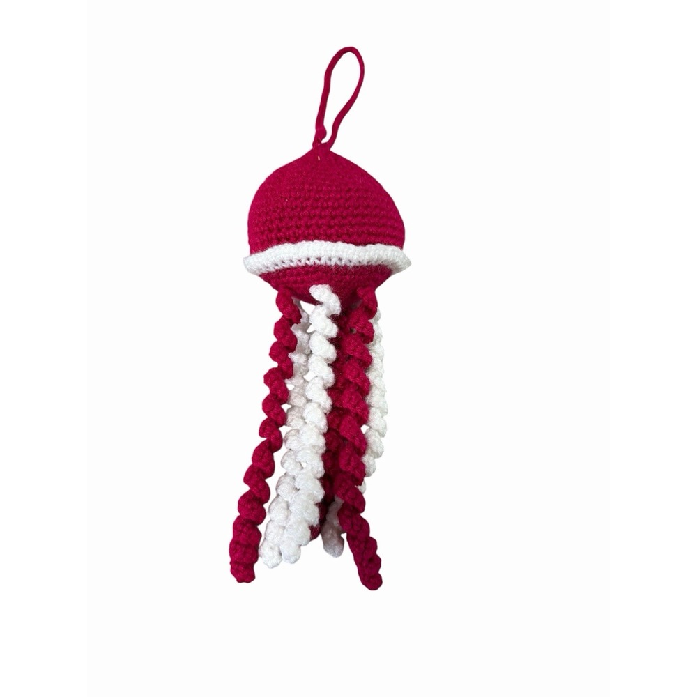 New Handmade Crochet Plushie Hanging Jelly Fish PINK